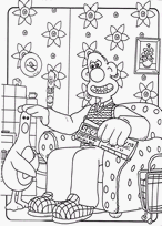 coloriage wallace et gromit dansd son fauteuil